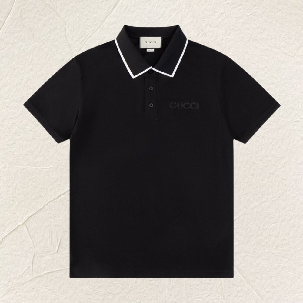 Gucci Black Polo Shirt with White Trim